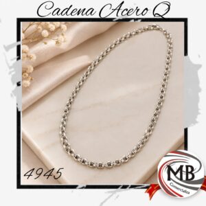 Cadena de acero quirurgico 316l eslabones redondos tipo rolo gruesa estilo unisex collar acero plateado inalterable hipoalergenico bijouterie joyeria accesorios de moda regalería venta mayorista MB Comercializa.