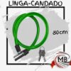 Linga con candado verde de 80 cm con tambor metálico para bicicletas y motos accesorios de seguridad bazar venta mayorista MB Comercializa.