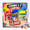 Combo por 3 juegos de cartas UNO DOS y TRES juguetes juegos de mesa venta mayorista MB Comercializa.