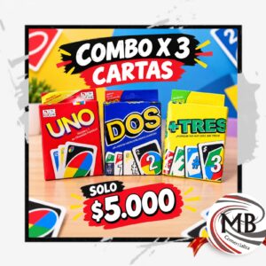 Combo por 3 juegos de cartas UNO DOS y TRES juguetes juegos de mesa venta mayorista MB Comercializa.