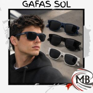 Gafas de sol para hombre anteojos de sol masculinos estilo wayfarer clasico lentes oscuros negros armazon mate negro azul transparente proteccion UV400 moda accesorios regalería venta mayorista MB Comercializa.