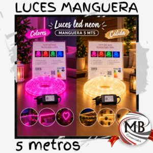 LUZ-LUCES MANGUERA 5 MTS VARIOS COLORES