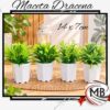Maceta Dracena artificial con plantas verdes en maceta blanca medida 14x7 cm adorno decorativo hogar bazar regalería venta mayorista MB Comercializa.