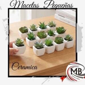 Macetas pequeñas de ceramica con suculentas artificiales mini adorno decorativo hogar bazar regalería venta mayorista MB Comercializa.
