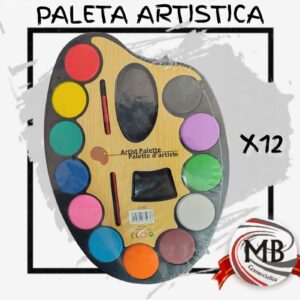 Paleta artistica de acuarelas x12 colores surtidos con pincel libreria utiles escolares arte manualidades regalería venta mayorista MB Comercializa.