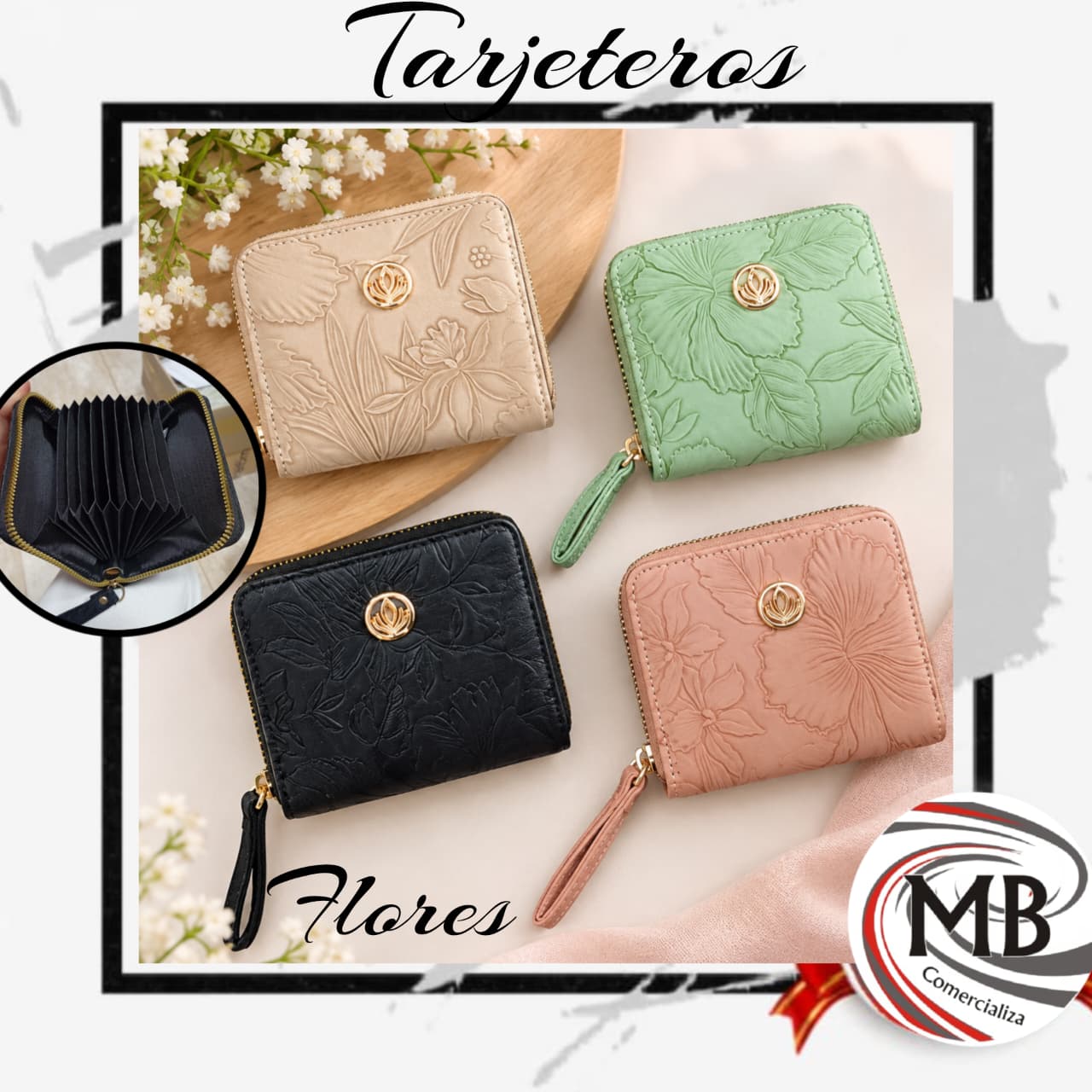 TARJETEROS COLORES TEXTURADO FLOR MB249