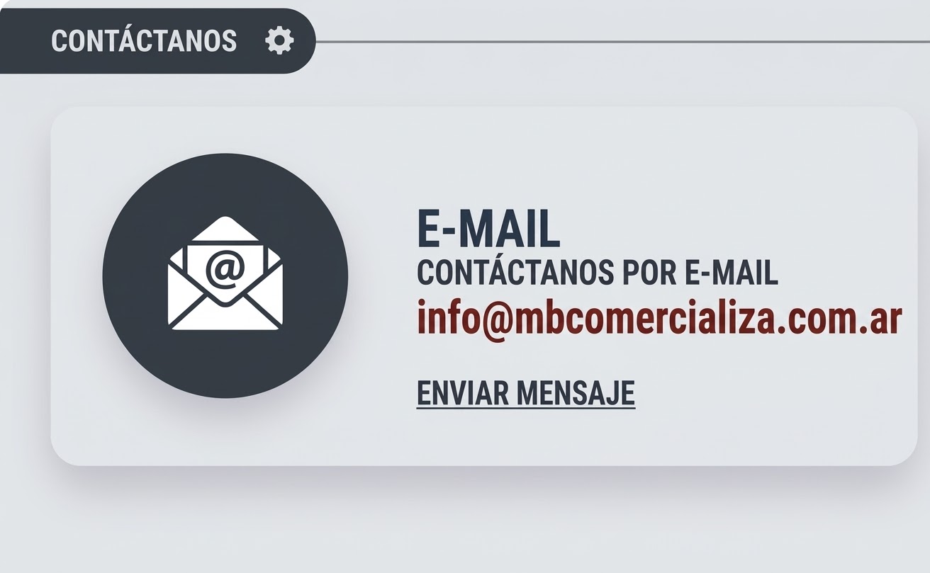 Icono de contacto e-mail de atención al cliente para consultas mayoristas distribuidora MB Comercializa info@mbcomercializa.com.ar.