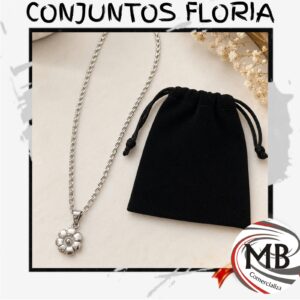 CONJUNTOS FLORIA CADENA-DIJE-BOLSA PAÑO