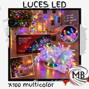Luces LED arroz x100 multicolor decoración navideña iluminación bazar venta mayorista MB Comercializa.