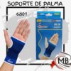 Soporte de palma y muñeca elastico protector de mano con abertura para pulgar azul con bordes blancos marca SBK modelo 6801 fitness entrenamiento gimnasio deportes rehabilitacion bazar regalería venta mayorista MB Comercializa.