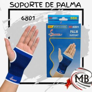 Soporte de palma y muñeca elastico protector de mano con abertura para pulgar azul con bordes blancos marca SBK modelo 6801 fitness entrenamiento gimnasio deportes rehabilitacion bazar regalería venta mayorista MB Comercializa.